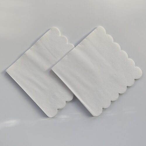 纯白色花边派对装饰纸巾White Scalloped Napkins Party Supplies