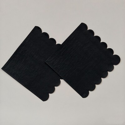 黑色花边派对装饰纸巾 Black Scalloped Napkins Party Supplies
