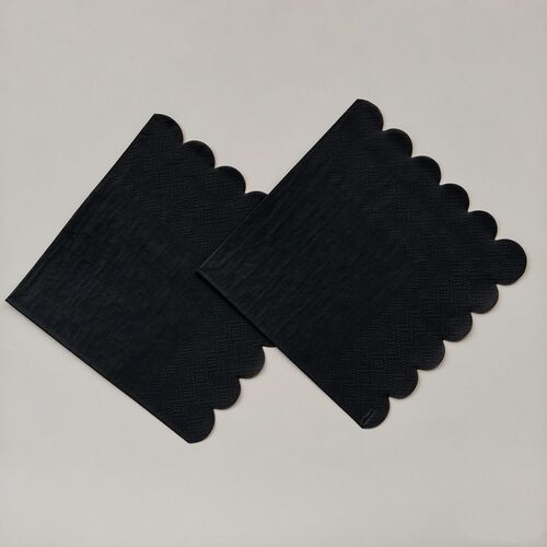 黑色花边派对装饰纸巾 Black Scalloped Napkins Party Supplies