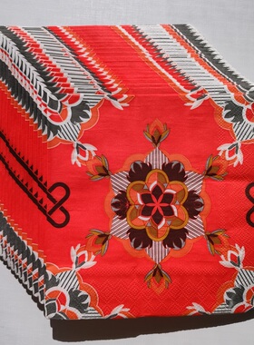 Christmas New Year Floral Red Paper Napkins 圣诞新年红餐巾纸