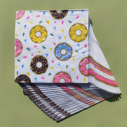 Donut Paper Napkins Decoupage Party Decor 甜甜圈派对餐巾纸