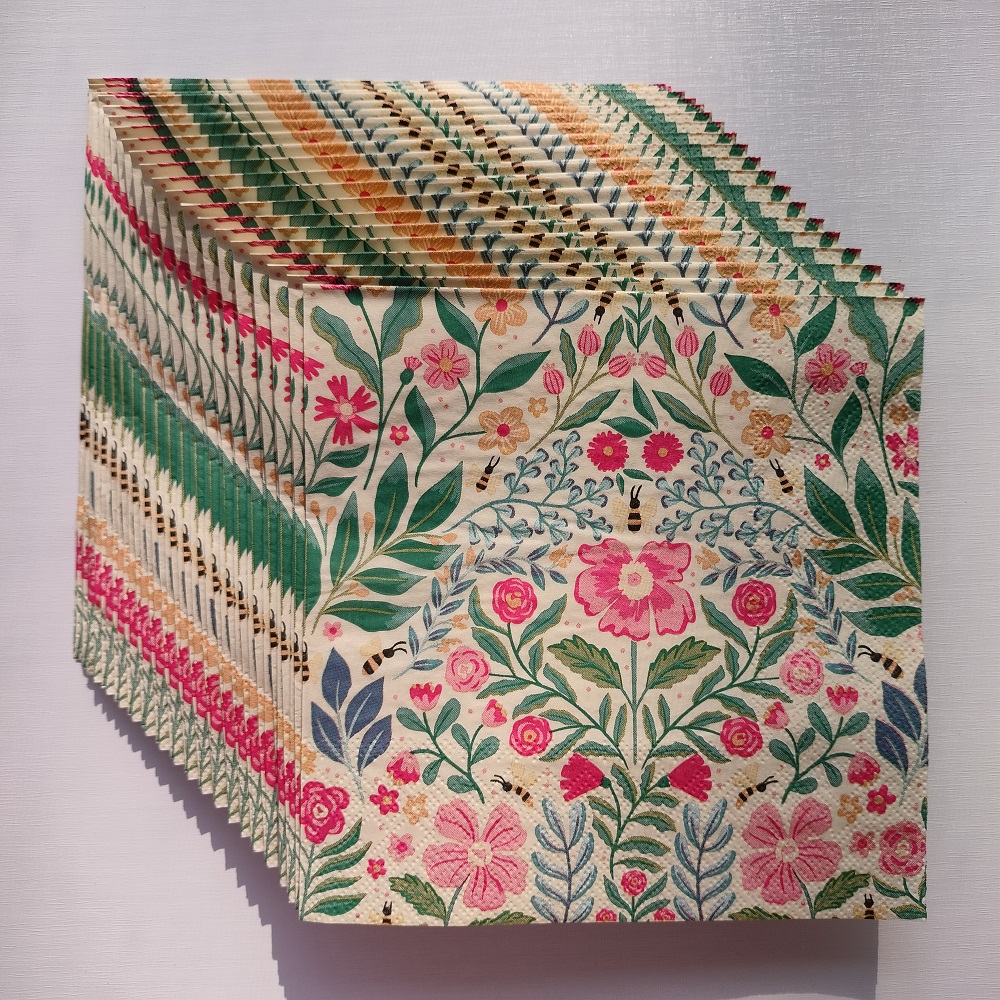 Spring Summer Flower Bee Paper Napkins Decoupage 彩色餐巾纸