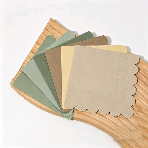 Solid Color Scallop Paper Napkins 纯色棕色花边派对餐巾纸25cm