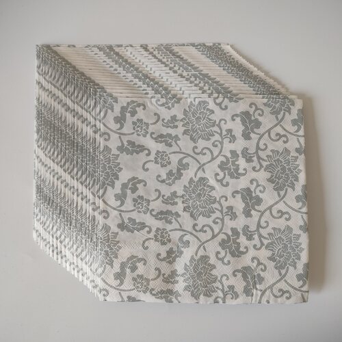 Bohemian Flower Paper Napkin Party Decoupage银灰色花朵餐巾纸
