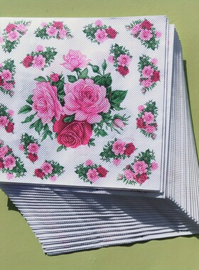 Rose Flower Paper Napkins Party Decor 情人节玫瑰花印花餐巾纸