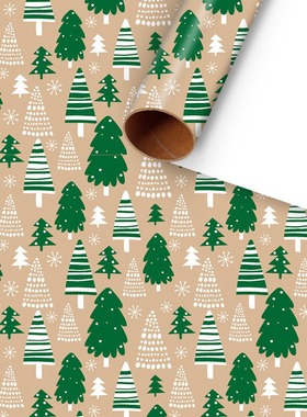 圣诞树雪花圣诞节礼物包装纸Kids Christmas Gift Wrapping Paper