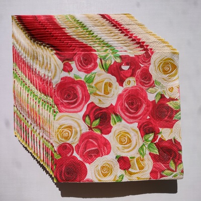Rose Flower Paper Napkins Decoupage 玫瑰花婚礼蝶骨巴特餐巾纸