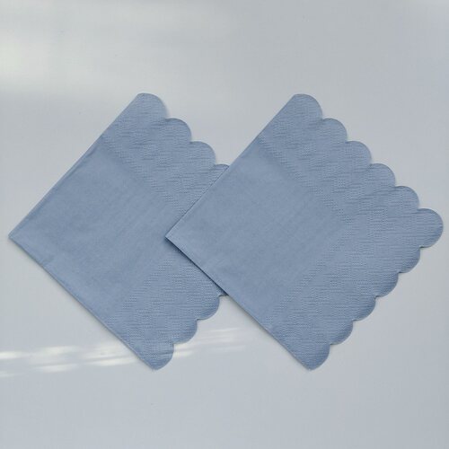 雾霾蓝花边派对纸巾Dusty Blue Scalloped Napkin Party Supplies