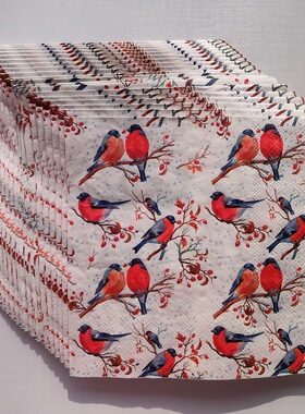 Spring Birds New Year Paper Napkins Decoupage 小鸟新年餐巾纸