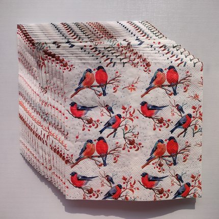 Spring Birds New Year Paper Napkins Decoupage 小鸟新年餐巾纸