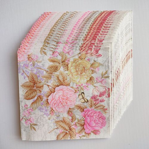 Decorative Paper Napkins Decoupage Wedding 粉色花朵餐巾纸巾