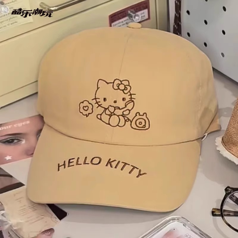 酷乐潮玩三丽鸥棒球帽女生可爱KT凯蒂猫鸭舌帽牛仔休闲百搭遮阳帽