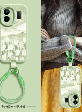 绿色风景适用realme真我GT6手机壳realmeGTneo5保护套realmeGT5pro新款GTneo6SE/3/2春夏新年挂绳11pro十+女