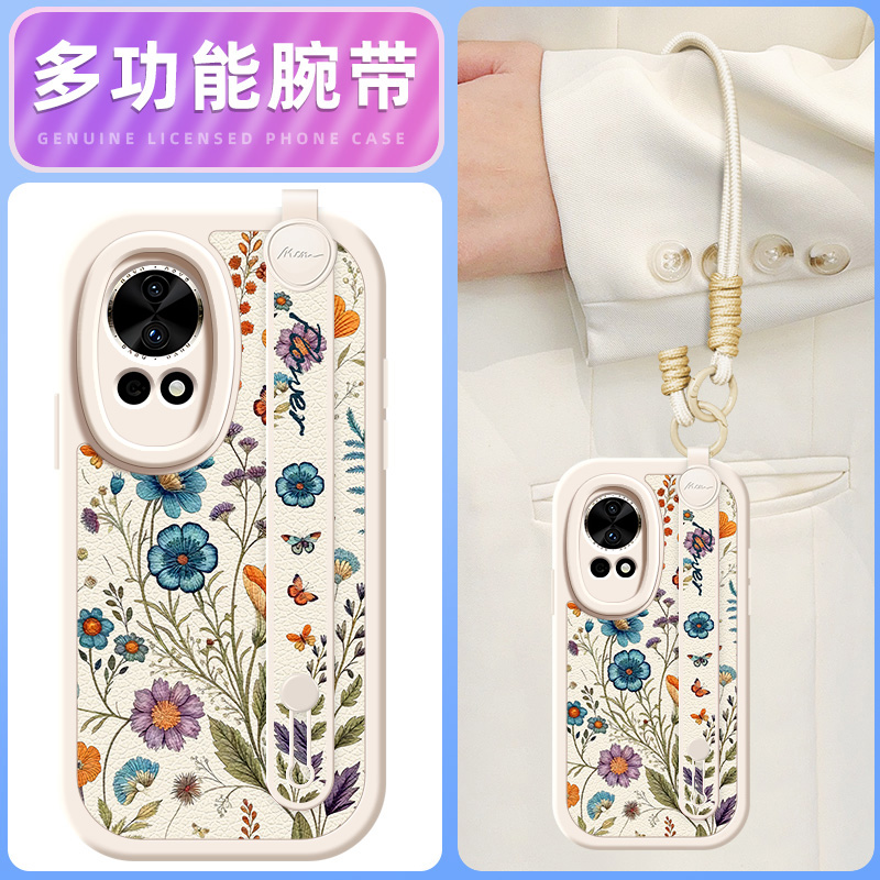 彩蝶花卉适用华为nova13手机壳nova11pro小羊皮nove10新款novo14ultra腕带斜挎挂绳12活力版10z女款11SE网红u