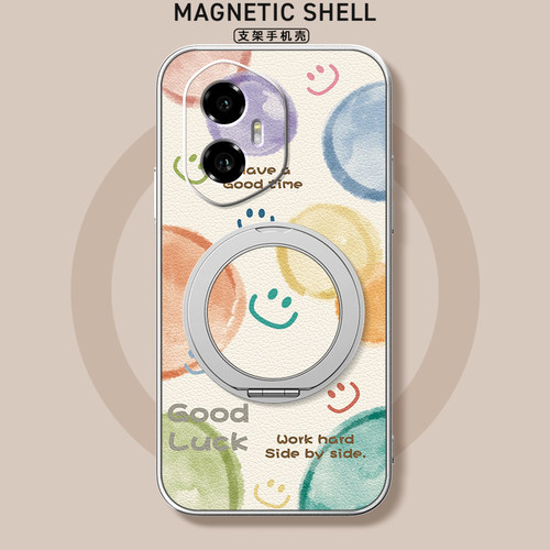 适用荣耀400手机壳华为300ultra/200/100pro新款90gt磁吸支架旋转80/70/60se/power小羊皮女卡通可爱气泡笑脸
