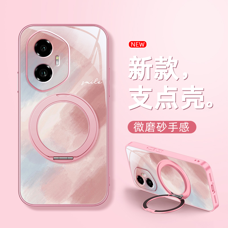 渐变晕染适用荣耀400手机壳华为300ultra/200/100pro新款90gt磁吸支架旋转80/70/60se/power磨砂女卡通可爱