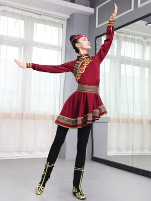 蒙古舞蹈演出服女学生考试艺考蒙族少数民族成人考级练习练功服装