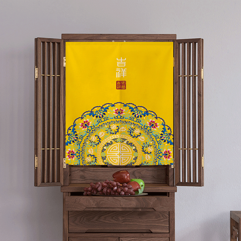 佛龛遮挡帘家用免打孔中式门帘