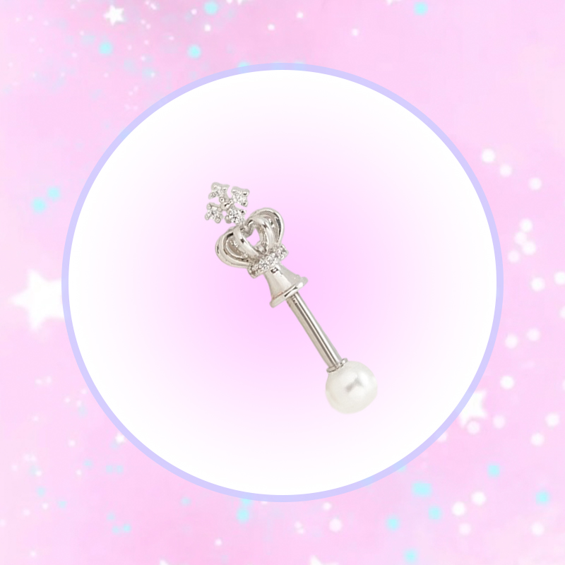 韩国钢杆女生恶魔耳骨钉双开头