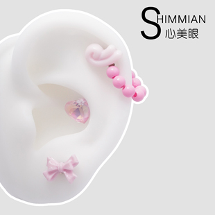 手作非通货 心美眼夏季 彩虹糖果单链 免摘取DIY搭配耳钉 甜美清新