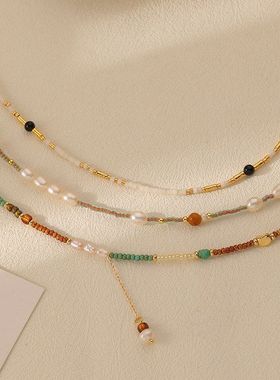 小米珠淡水珍珠叠戴百搭项链女