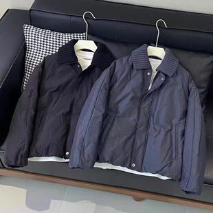 韩系极简风针织翻领羽绒服男短款宽松保暖外套5808