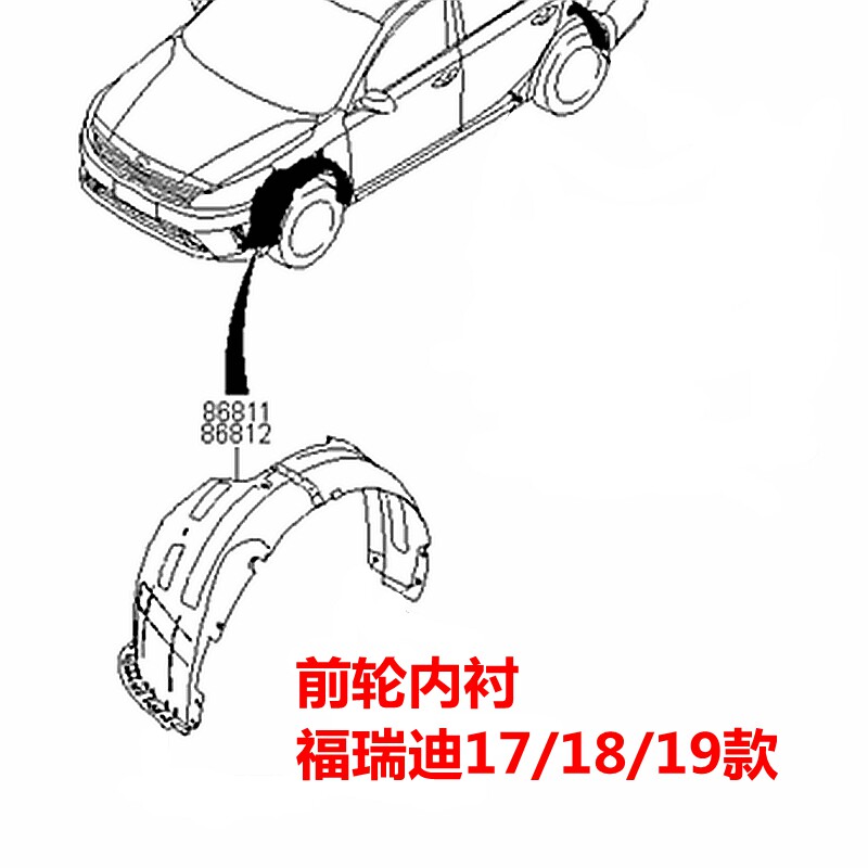 适配全新福瑞迪前轮内衬1718202122款前叶子板内衬前轮挡泥板挡板