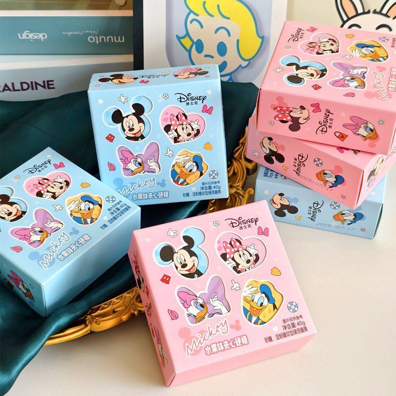 迪士尼米奇家族水果味夹心硬糖盒装高颜值结婚喜糖果宝宝回礼零食
