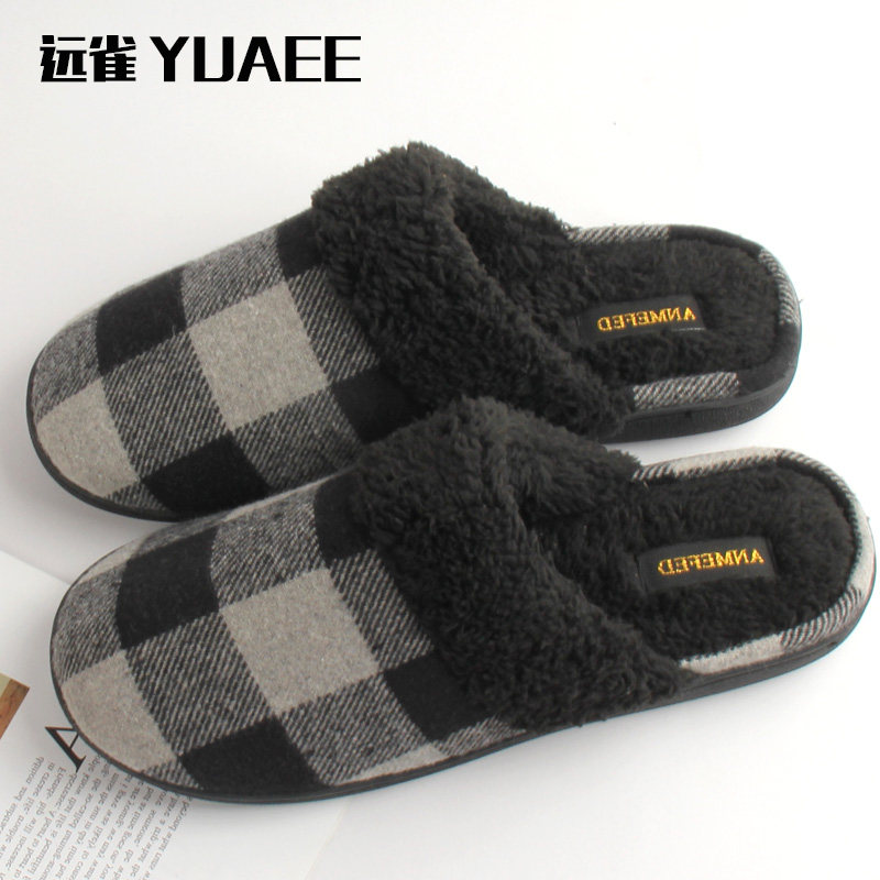 远雀棉拖鞋保暖格子居家时尚