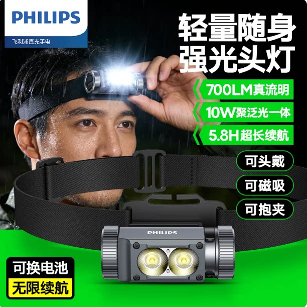 飞利浦SFL3351RH强光头灯远近多功能超亮远射充电便携超长续航10w
