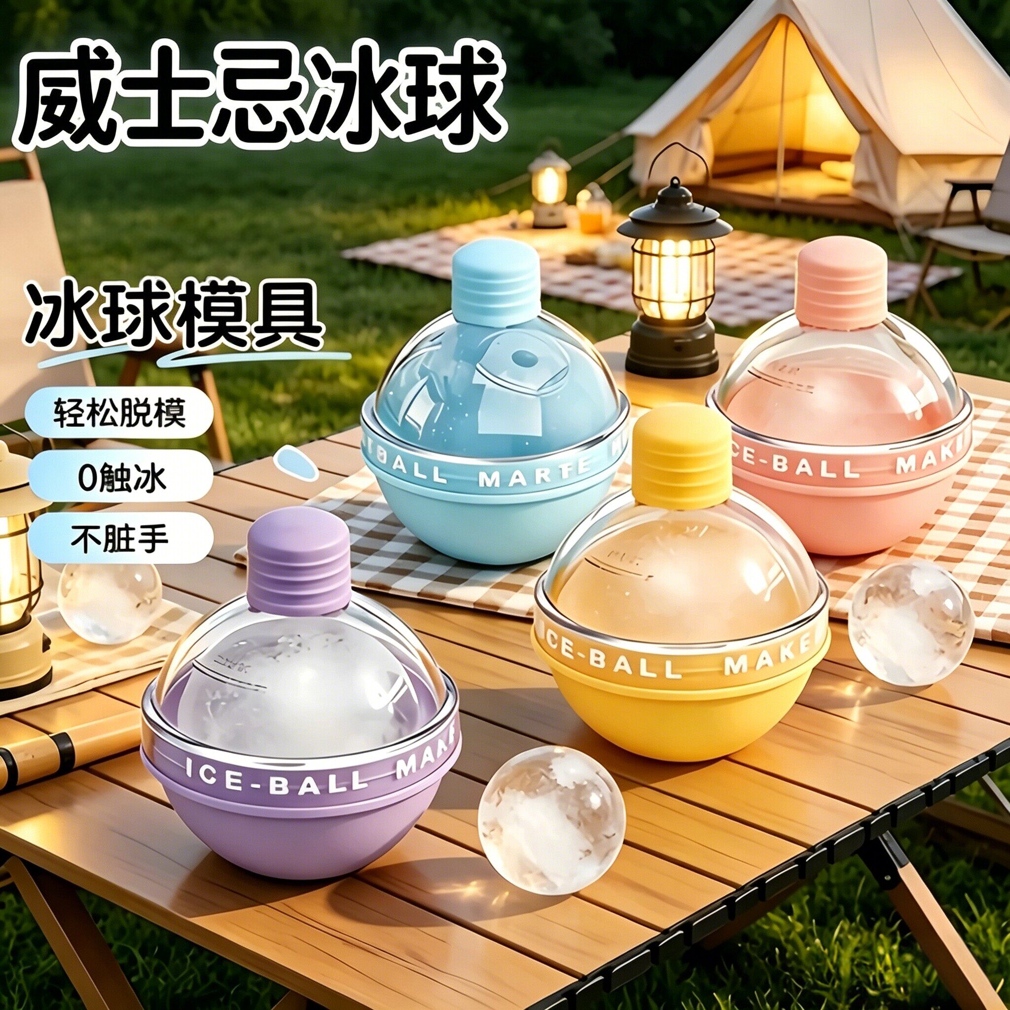 冰球模具威士忌圆形冰格灯泡圆球家用食品级硅胶制冰盒冻冰块神器