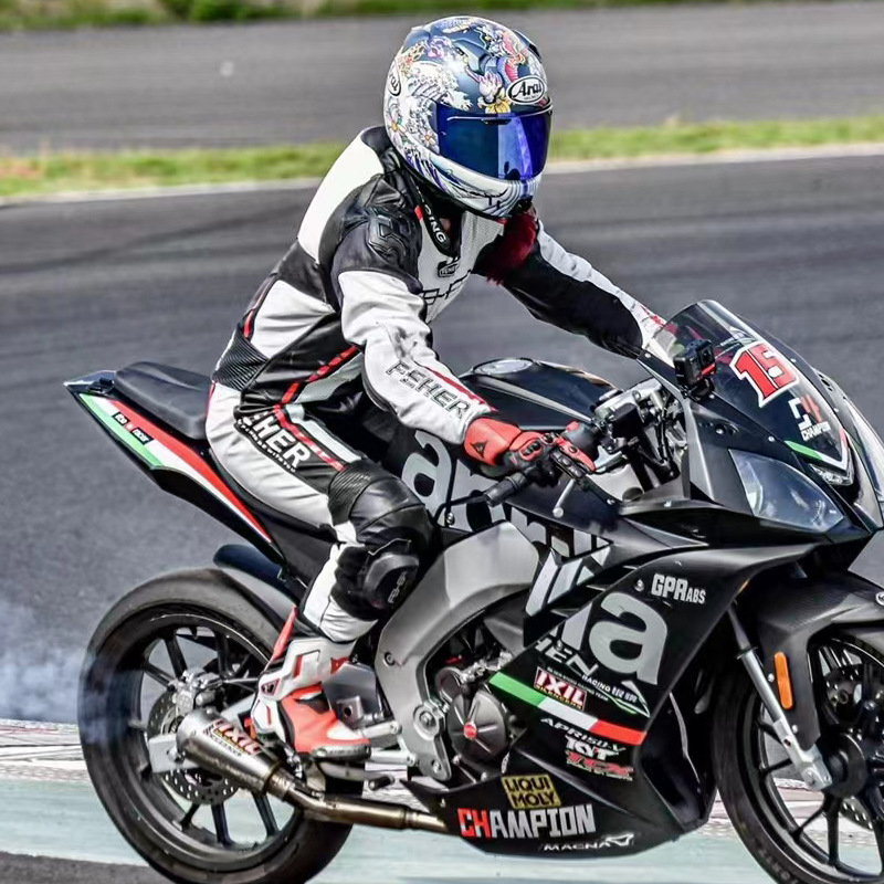 FEHER飞儿骑行服连体皮衣机车皮夹克赛车一体防护服摩托车皮外套