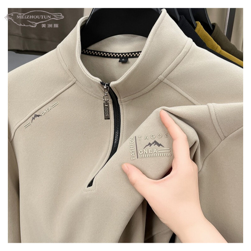 义乌打底衫男2025新款卫衣秋冬半拉链套头体恤休闲立领上衣长袖男