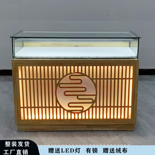 中式 实木珠宝展示柜玉器首饰品银饰玻璃柜台字画古玩文物展柜