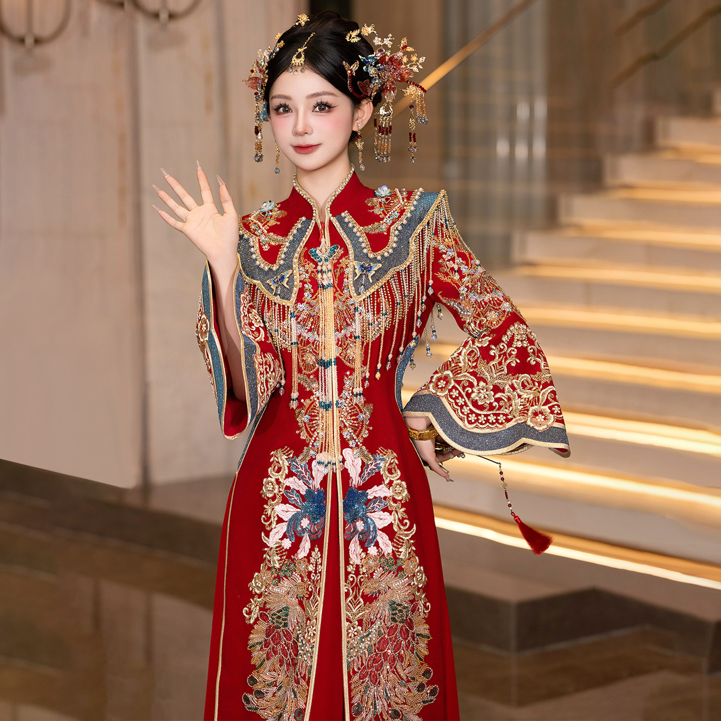 重工流苏秀禾服新娘出阁敬酒租赁