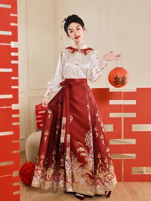 汉服出租新款罗袖动香原创马面裙云肩敬酒订婚服新中式伴娘服租赁