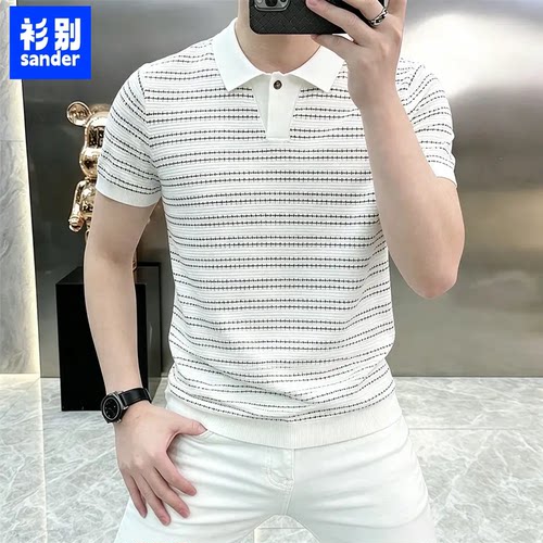 老钱风男士夏季短袖针织POLO衫