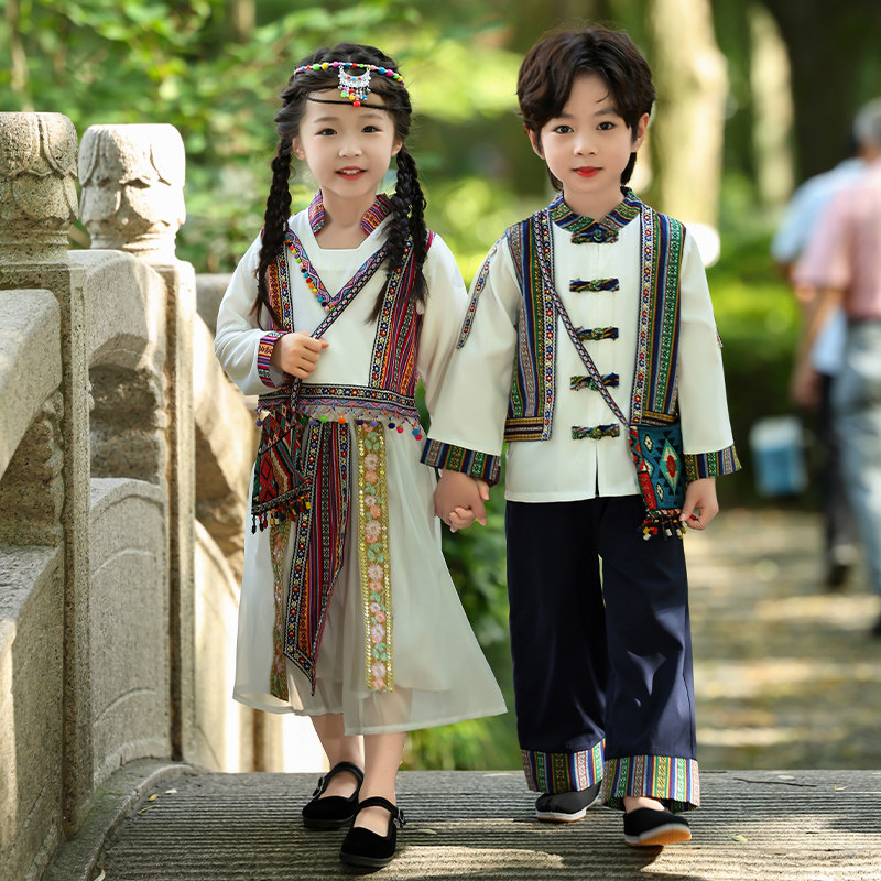 三月三男童少数民族风服装女童新中式壮族苗族套装儿童国风表演服