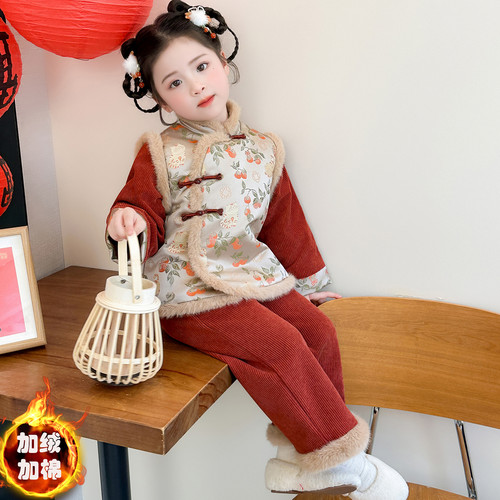 实体品质女童加绒新中式拜年服