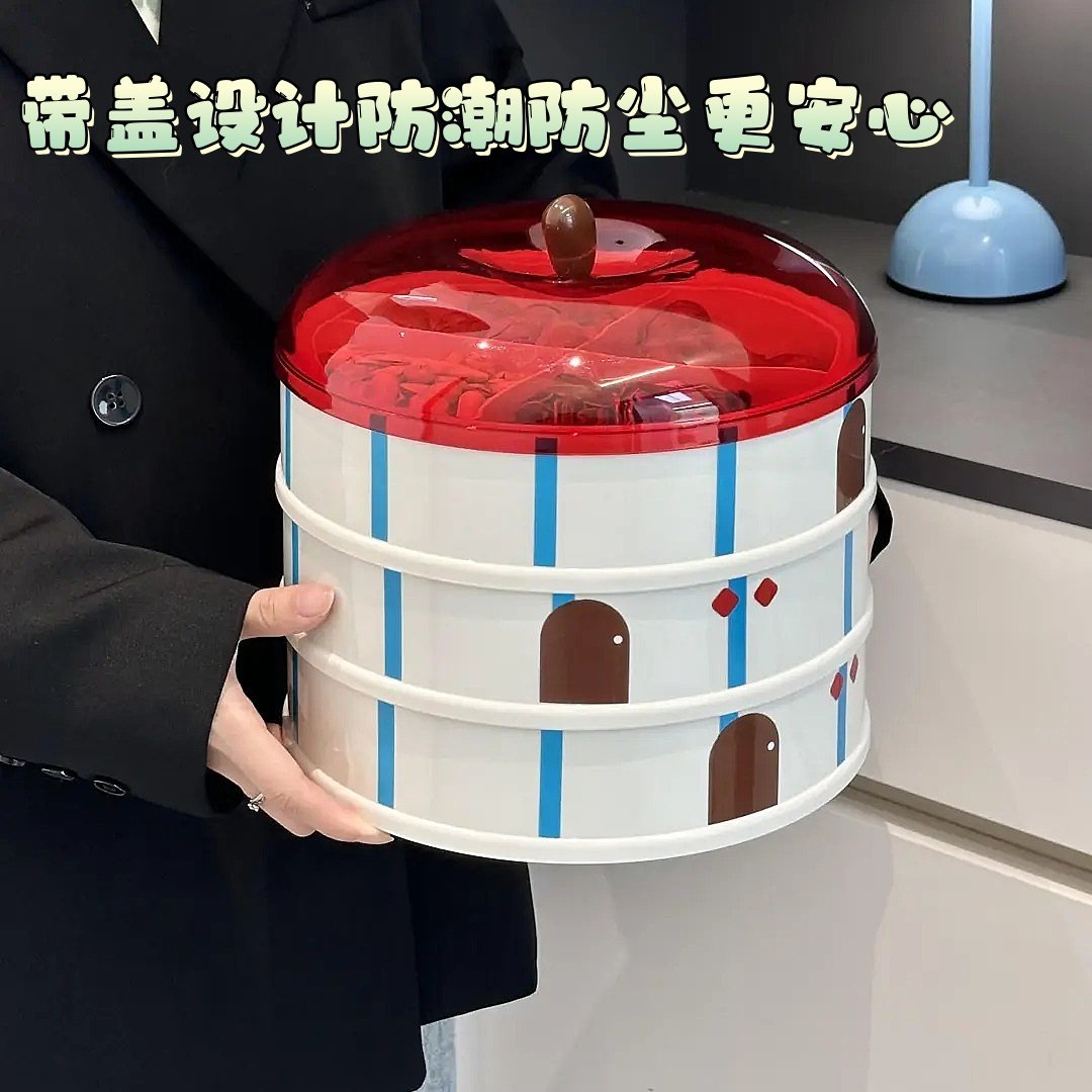 果盘客厅茶几家用2026新款大容量防潮防尘多巴胺果盘带盖分层,家居饰品,果盘/果篓,淘宝优惠券,粉丝福利购,淘宝优惠卷