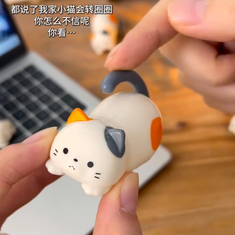 小红书同款发条翻滚小猫解压玩具