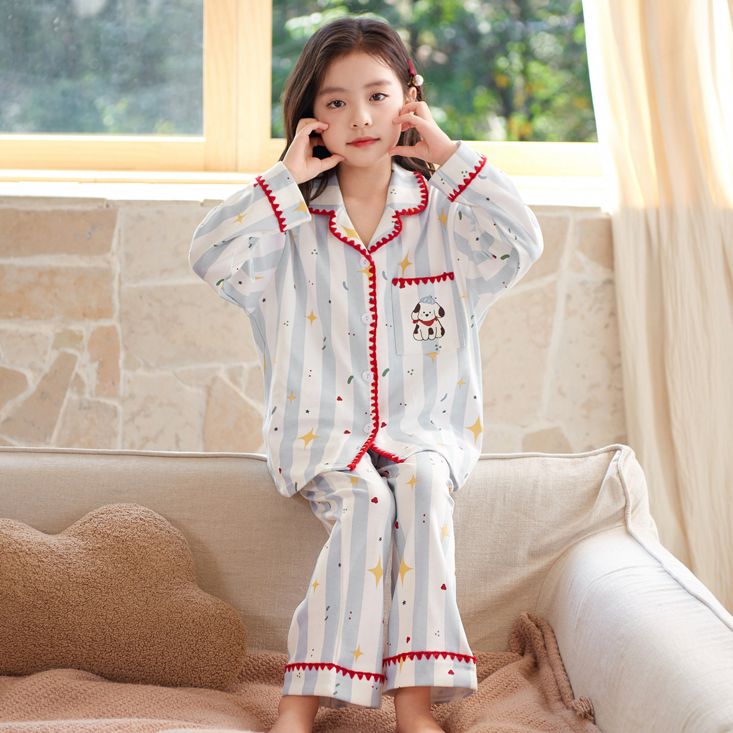 女童睡衣中大童儿童春秋家居服2026新款秋季纯棉长袖洋气全棉女孩