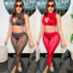 sexy mesh wrapped Women chest fashion two pants piece set