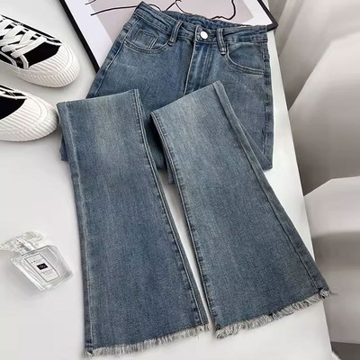 Women flared high waisted slim fit elastic pants jeans牛仔裤