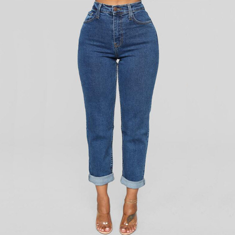 Women's jeans女新款牛仔裤宽松高腰九分直筒裤