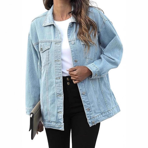 Cowboy jacket for women牛仔外套女潮流做旧水洗夹克衫上衣跨境