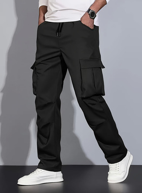 Men workwear, casual drawstring, multi pocket pants男工装裤