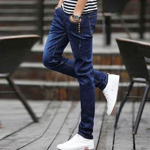 slim straight leg Stretch 弹力牛仔裤 men pants春秋款 男 jeans
