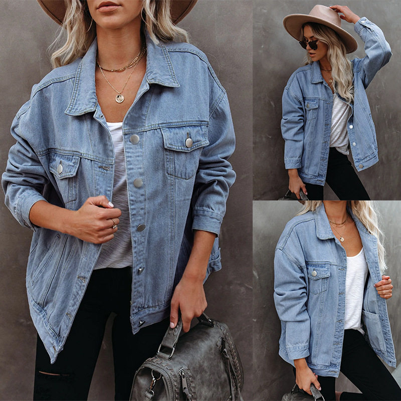 Women's denim jacket欧美女装新款爆款牛仔外套夹克街头bf潮时尚