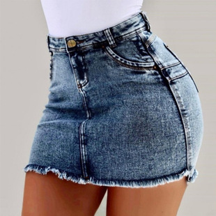 Women's plus size denim short skirt half skirt女大码牛仔短裙